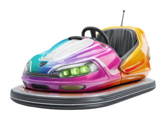 Experience the excitement of bumper cars at the amusement park isolated on transparent background