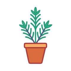 Obraz premium Stylized potted plant illustration isolated on black background perfect for design elements