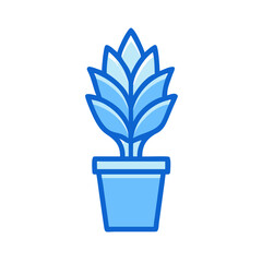 Stylized potted plant vector illustration against a black background for graphic design