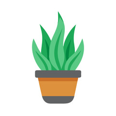 Simple houseplant in pot illustration on black background for minimalist design