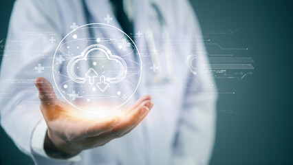 doctor medical cloud computing technology, secure digital healthcare information management systems, connected communication networks, and innovations for the hospital of the future.