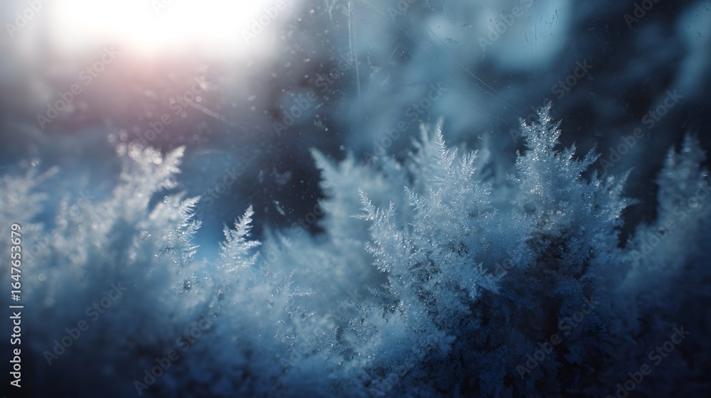 Poster intricate frost patterns on a window glass