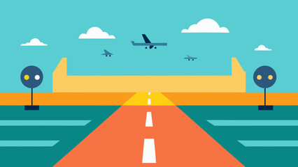 flat design airport runway airplanes