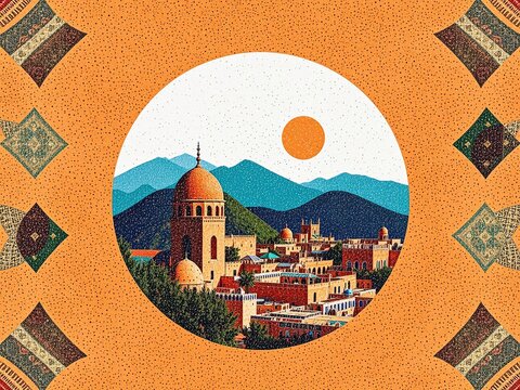 Morocco Travel Theme Sticker - Circle or Print Design