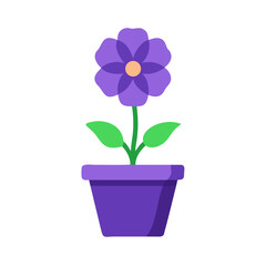 Purple potted flower against a black background for minimalistic designs projects