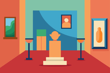 Fototapeta premium flat design museum interior with paintings and sculptures