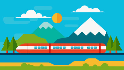 flat design scenic train journey countryside