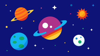 Naklejka premium flat design space exploration planets stars