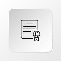 Certificate Icon, Digital Diploma Document with Award