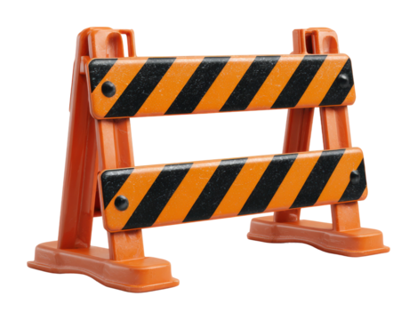 Construction safety barrier display urban area object safety awareness isolated on transparent background