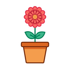 Cute potted flower illustration with vibrant colors on clean black background for creatives