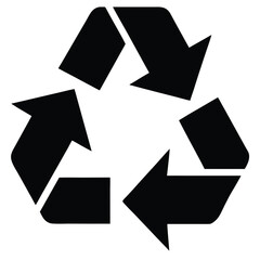 Vector illustration of a green recycling symbol with arrows on a black background