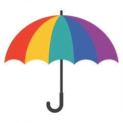 Rainbow Colored Umbrella on White Background