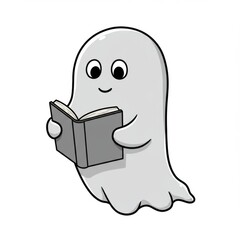 Cute Ghost Reading a Book
