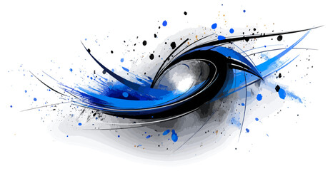 Abstract swirl design with paint splatter