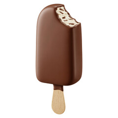 Chocolate glazed vanilla ice cream bar on stick transparent PNG cutout set bundle, isolated background. Almond nuts, dark, milk and white chocolate flavor cue