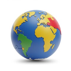 Fototapeta premium Colorful 3D Globe Model on White Background