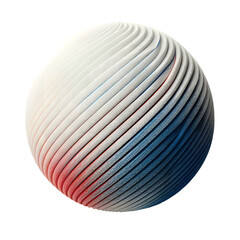 Abstract sphere with red blue and white stripes on black background