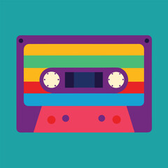 Old retro audio cassette tape for music, a vintage magnetic sound recording object isolated on a white background