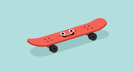 Cheerful cartoon skateboard illustration for youth recreation and design