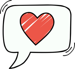 Heart with speech bubble, Heart emoji vector, simple heart illustration, cute bubble speech