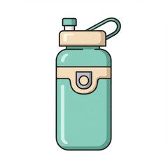 Teal Pixel Art Water Bottle Illustration
