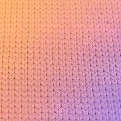 Fototapeta premium Vibrant pastel gradient on a soft knitted wool fabric texture. Detailed macro view of cozy knitwear pattern for a warm abstract background.