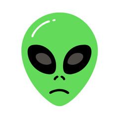 Classic Green Alien Face with Large Black Eyes and Neutral Expression