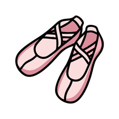 Vector illustration of cute pink ballet shoes with pink ribbon ties