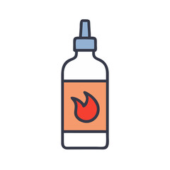 Cartoon style drawing of a bottle of very hot spicy sauce