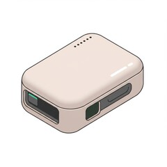 Beige Wireless Portable Device Isometric Illustration