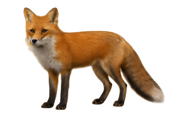Fototapeta premium Red fox standing on transparent background, full body view