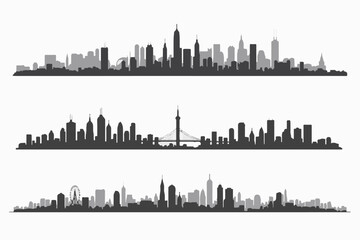 Fototapeta premium Modern City Skyline with Reflection – Minimalist Urban Landscape Vector
