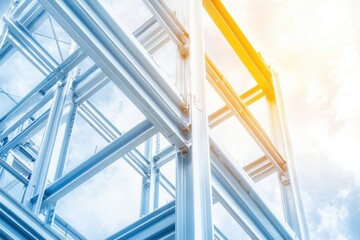 Engineer structural management Concept. Construction framework against a bright sky backdrop.