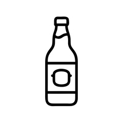 Black and white line drawing of a bottle with a blank label