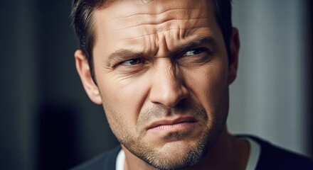 Intense Gaze Man with Serious Expression Looking Directly at Camera