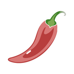 Stylized Red Chili Pepper Illustration with Green Stem and White Background
