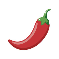 Stylized Illustration of a Vibrant Red Chili Pepper with Green Stem