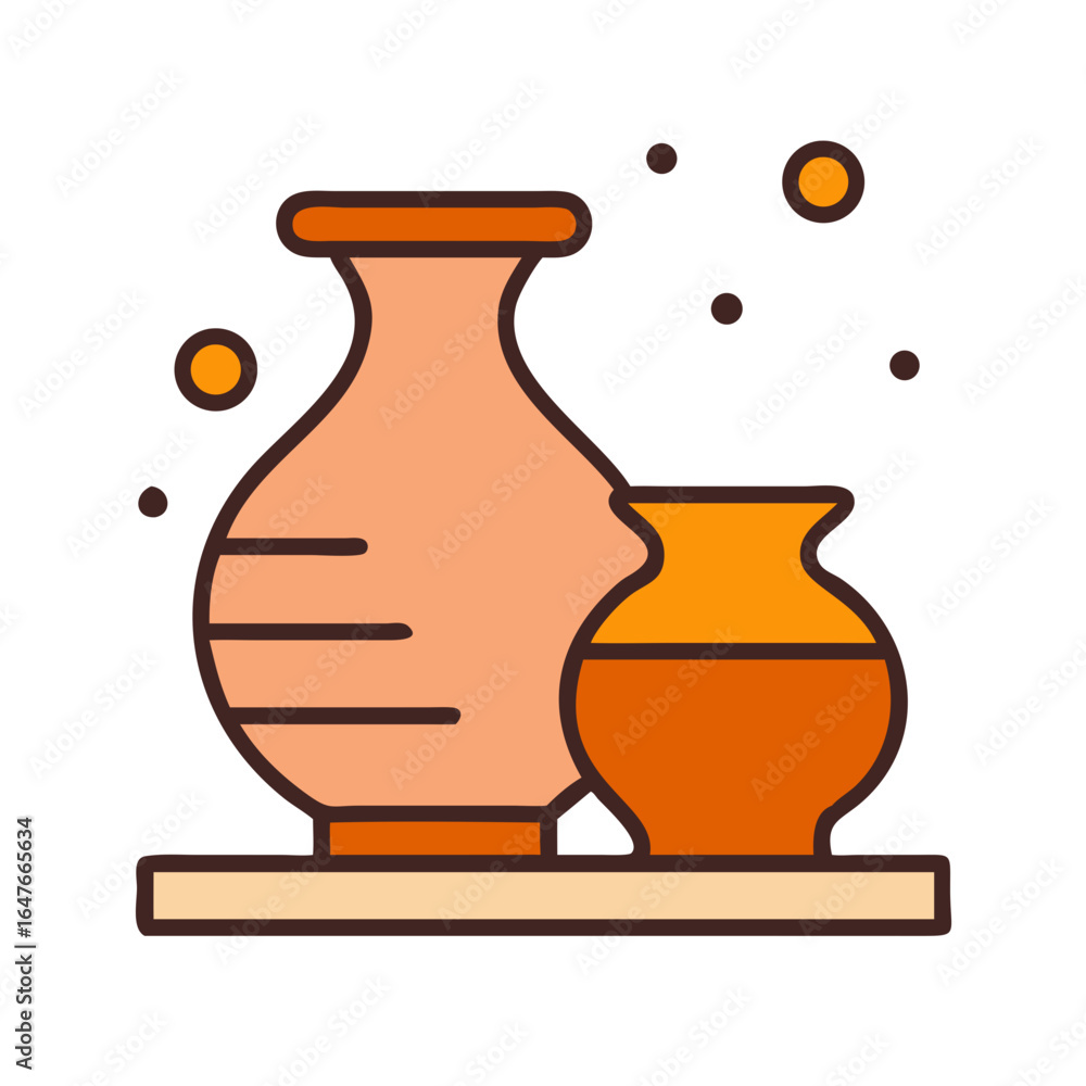 Poster Elegant Pottery Vessels Displayed on a Stylish Shelf with a Minimalistic Design