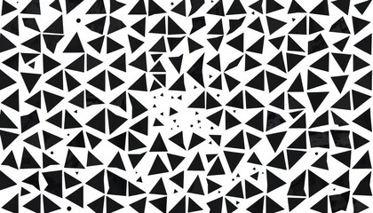 Captivating chaotic black triangle pattern on white , print, decor
