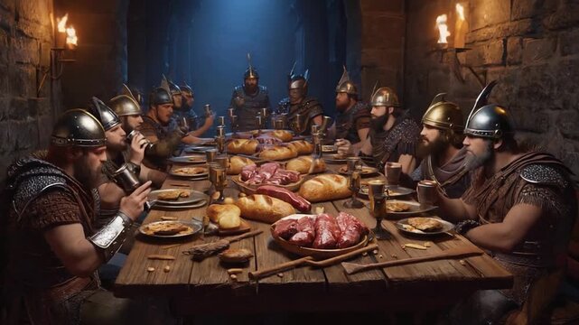 Vikings at a banquet.