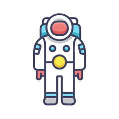 Stylized Cartoon Astronaut in a Spacesuit Ready for Exploration, Simple Design