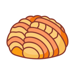 Delicious Sweet Concha Mexican Pan Dulce Pastry Dessert Illustration on White