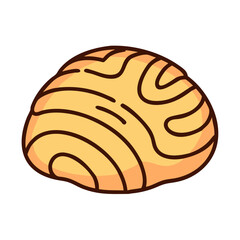 A delicious looking peach colored bun or bread with a distinct pattern