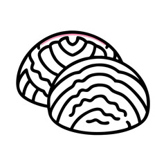 Two fresh pieces of Salmon with pink streak detail, food illustration