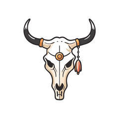 Stylized Bull Skull with Ornamentation, a Western Desert Art Representation