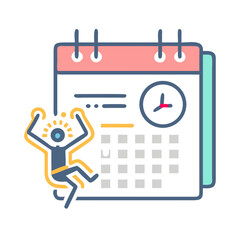 Person Scaling a Giant Calendar Icon, Illustration of Time Management Challenge