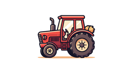Red Tractor VECTOR Illustration Farm Equipment Clipart