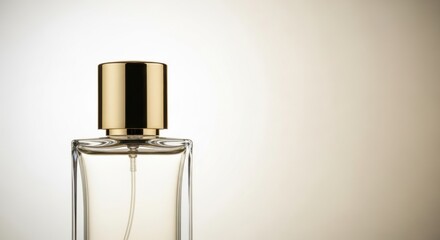 Elegant Perfume Bottle with Gold Cap on Bright Background for Luxury Fragrance Advertising