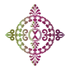 Ornamental floral emblem with gradient color scheme
